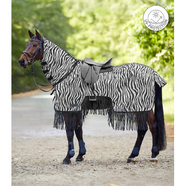 Waldhausen Fliegendecke mit Zebramuster und Fransen