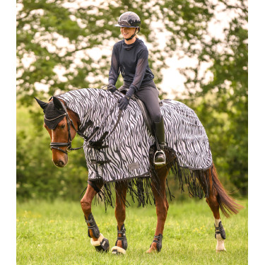 Waldhausen Fliegendecke mit Zebramuster und Fransen