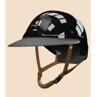 Flex-on Mips-Helm Armet schwarz, Unisex mit Star-Schirm, braunes Kinnriemen Flex-on Mips-Helm Armet schwarz, Unisex mit Star-Schirm, braunes Kinnriemen