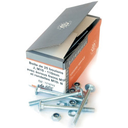 Schachtel mit 25 Schrauben mit Sicherungsmutter 110 mm La Gée Schachtel mit 25 Schrauben mit Sicherungsmutter 110 mm La Gée