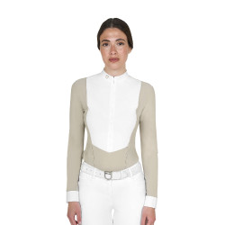 Damen-Wettkampf-Poloshirt mit langen Ärmeln und Reißverschluss