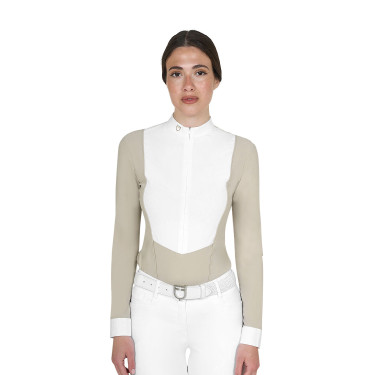 Damen-Wettkampf-Poloshirt mit langen Ärmeln und Reißverschluss