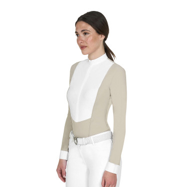 Damen-Wettkampf-Poloshirt mit langen Ärmeln und Reißverschluss