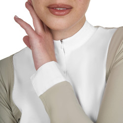 Damen-Wettkampf-Poloshirt mit langen Ärmeln und Reißverschluss