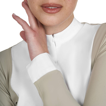 Damen-Wettkampf-Poloshirt mit langen Ärmeln und Reißverschluss