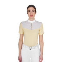 Damen-Turnier-Poloshirt Slim Fit mit Einsätzen aus kunstseidenähnlichem Stoff