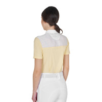 Damen-Turnier-Poloshirt Slim Fit mit Einsätzen aus kunstseidenähnlichem Stoff