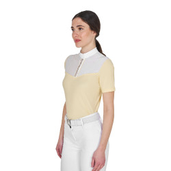 Damen-Turnier-Poloshirt Slim Fit mit Einsätzen aus kunstseidenähnlichem Stoff