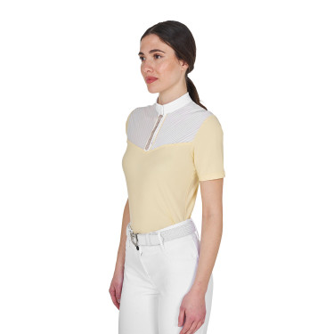 Damen-Turnier-Poloshirt Slim Fit mit Einsätzen aus kunstseidenähnlichem Stoff