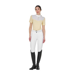 Damen-Turnier-Poloshirt Slim Fit mit Einsätzen aus kunstseidenähnlichem Stoff