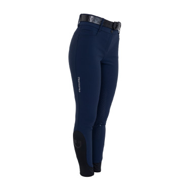 Damenreithose mit Vollgrip, hoher Bund, Logo aus Strass