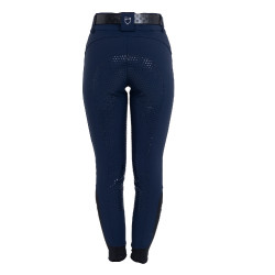 Damenreithose mit Vollgrip, hoher Bund, Logo aus Strass