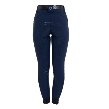 Damenreithose mit Vollgrip, hoher Bund, Logo aus Strass