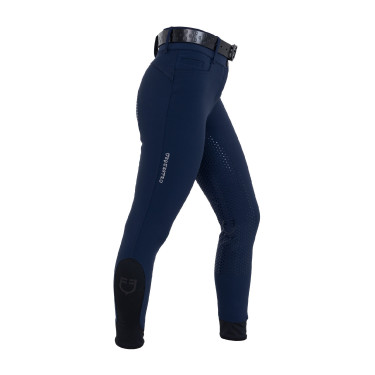 Damenreithose mit Vollgrip, hoher Bund, Logo aus Strass