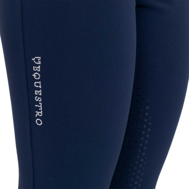 Damenreithose mit Vollgrip, hoher Bund, Logo aus Strass