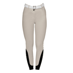 Damenreithose mit Vollgrip, hoher Bund, Logo aus Strass