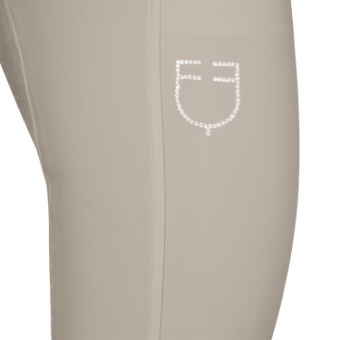 Damenreithose mit Vollgrip, hoher Bund, Logo aus Strass