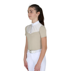 Slim-Fit-Kinderturnierpolo mit Einsätzen aus seidenähnlichem Stoff