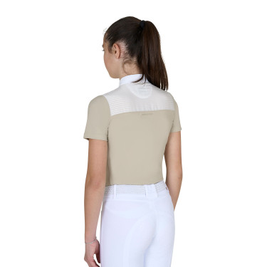 Slim-Fit-Kinderturnierpolo mit Einsätzen aus seidenähnlichem Stoff