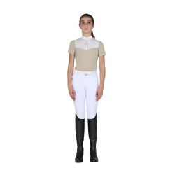 Slim-Fit-Kinderturnierpolo mit Einsätzen aus seidenähnlichem Stoff