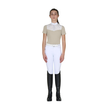 Slim-Fit-Kinderturnierpolo mit Einsätzen aus seidenähnlichem Stoff