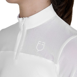 Mädchen-Wettbewerbs-Poloshirt langarm mit Micro-Mesh-Einsätzen