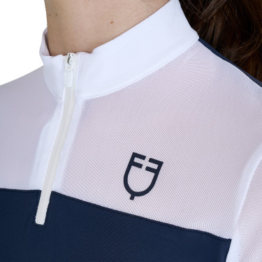 Mädchen-Wettbewerbs-Poloshirt langarm mit Micro-Mesh-Einsätzen