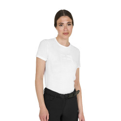Damen Basic T-Shirt mit glänzendem Ton-in-Ton-Logo
