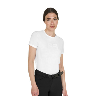 Damen Basic T-Shirt mit glänzendem Ton-in-Ton-Logo