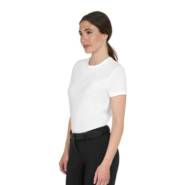 Damen Basic T-Shirt mit glänzendem Ton-in-Ton-Logo