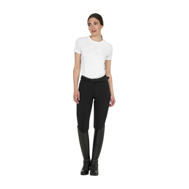 Damen Basic T-Shirt mit glänzendem Ton-in-Ton-Logo