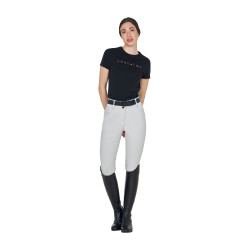 Damenhose mit hohem Bund mit Strass-Logo