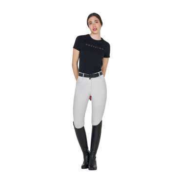 Damenhose mit hohem Bund mit Strass-Logo
