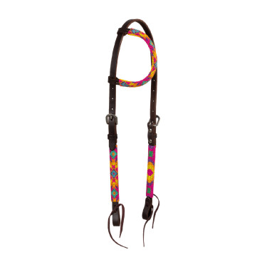 Western-Zaumzeug mit mehrfarbigen Perlen und einohrig, geölt