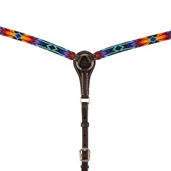 Western-Brustblatt aus geöltem Leder mit Serape-Perlen