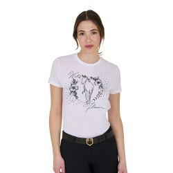 Reit-T-Shirt Damen Equestro Wild Flower – Baumwolle