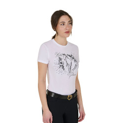 Reit-T-Shirt Damen Equestro Wild Flower – Baumwolle