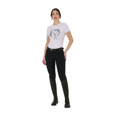 Reit-T-Shirt Damen Equestro Wild Flower – Baumwolle