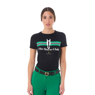 Damen Reitshirt Baumwolle – Equestro Stripe Horse Club