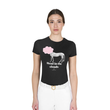 Reit T‑Shirt Damen Equestro Head in the Clouds – Baumwolle