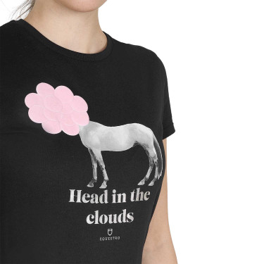 Reit T‑Shirt Damen Equestro Head in the Clouds – Baumwolle