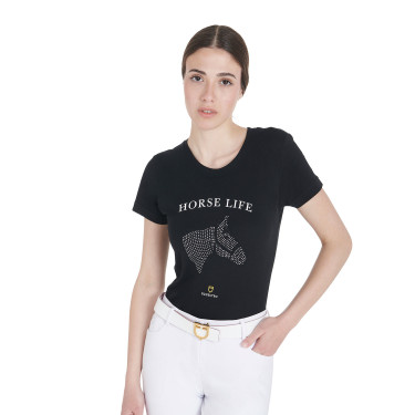 Reit-T-Shirt Damen Slim-Fit mit Strass | Equestro