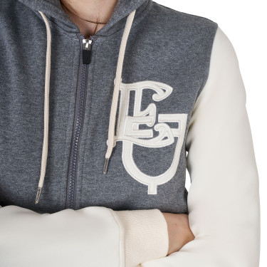 Reit-Hoodie Damen Equestro EQ, zweifarbig mit Zipper