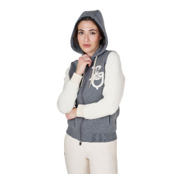 Reit-Hoodie Damen Equestro EQ, zweifarbig mit Zipper