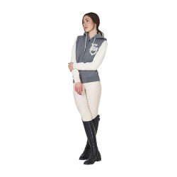 Reit-Hoodie Damen Equestro EQ, zweifarbig mit Zipper