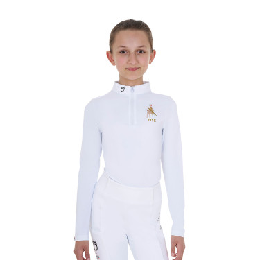 Reitturnier-Poloshirt Mädchen langarm | Equestro x FISE Reitturnier-Poloshirt Mädchen langarm | Equestro x FISE