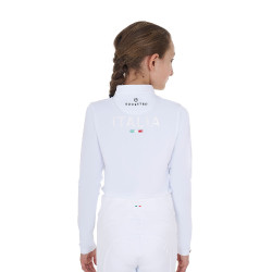 Reitturnier-Poloshirt Mädchen langarm | Equestro x FISE Reitturnier-Poloshirt Mädchen langarm | Equestro x FISE