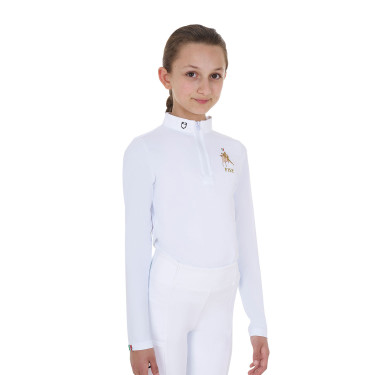 Reitturnier-Poloshirt Mädchen langarm | Equestro x FISE Reitturnier-Poloshirt Mädchen langarm | Equestro x FISE