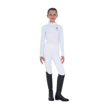 Reitturnier-Poloshirt Mädchen langarm | Equestro x FISE Reitturnier-Poloshirt Mädchen langarm | Equestro x FISE