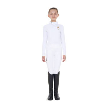 Reitturnier-Poloshirt Mädchen langarm | Equestro x FISE Reitturnier-Poloshirt Mädchen langarm | Equestro x FISE